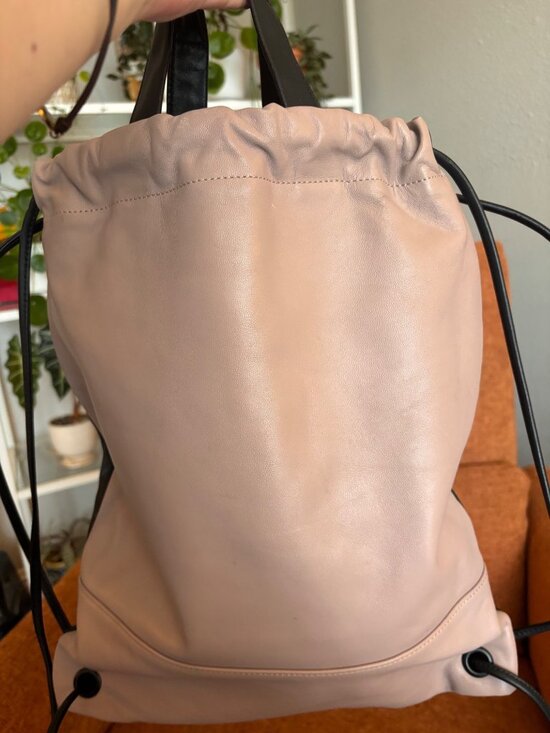 State Drawstring Backpack Black & Pink Leather Reversible Color Block Minimalist main image 9